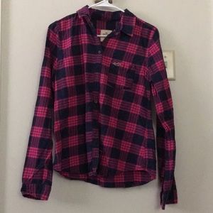 Hollister Flannel Pink & Dark Blue